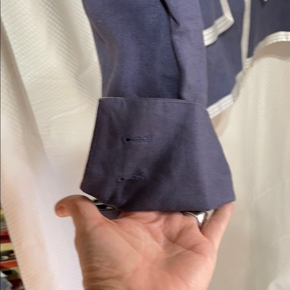 Script 12 blue linen jacket white ribbon trim NWT - Picture 7 of 12